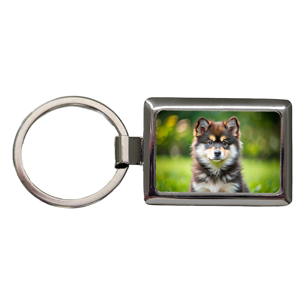Finnish Lapphund Dog Puppy Photo Rectangle Metal Keychain
