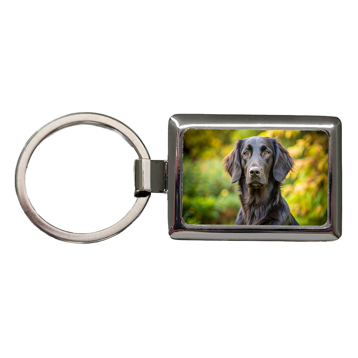 Flat Coated Retriever Dog Photo Rectangle Metal Keychain