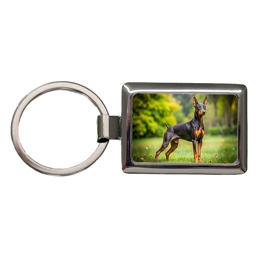 German Pinscher Dog Photo Rectangle Metal Keychain
