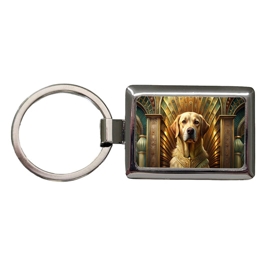 Goldador Dog Art Nouveau Rectangle Metal Keychain