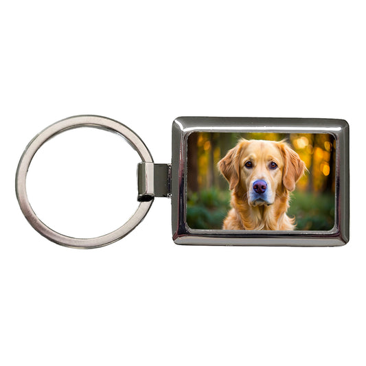 Goldador Dog Photo Rectangle Metal Keychain