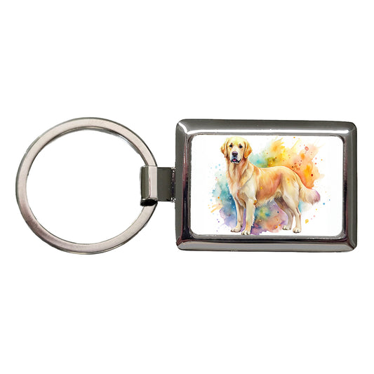 Goldador Dog Watercolor Style Rectangle Metal Keychain