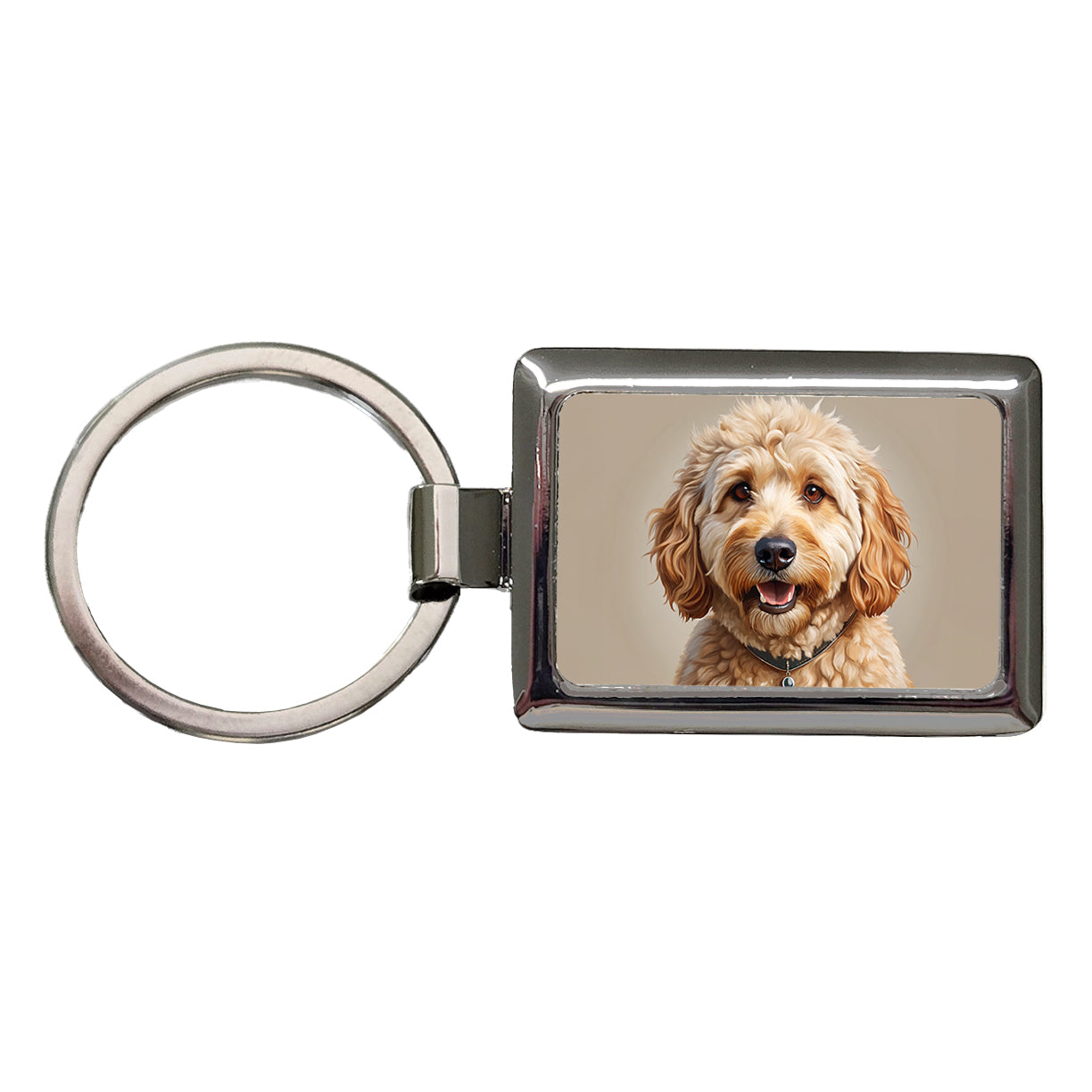 Goldendoodle Dog Illustration Rectangle Metal Keychain