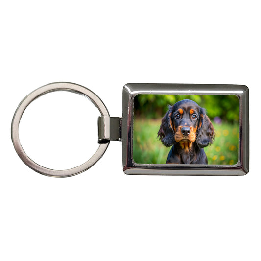 Gordon Setter Dog Puppy Photo Rectangle Metal Keychain