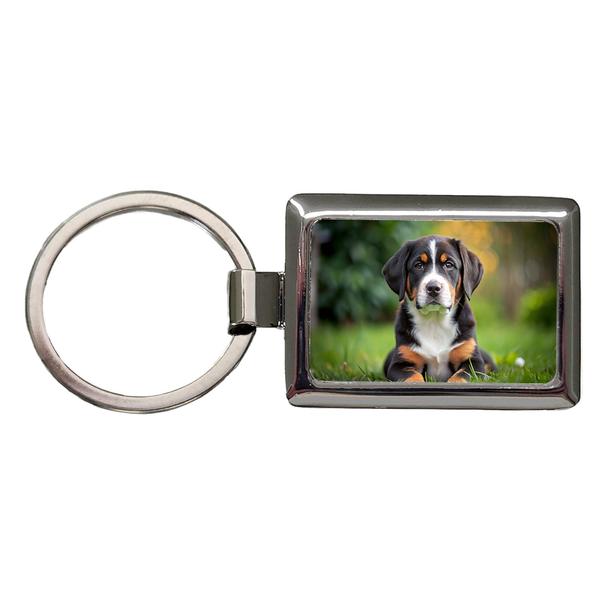Greater Swiss Mountain Dog Puppy Photo Rectangle Metal Keychain