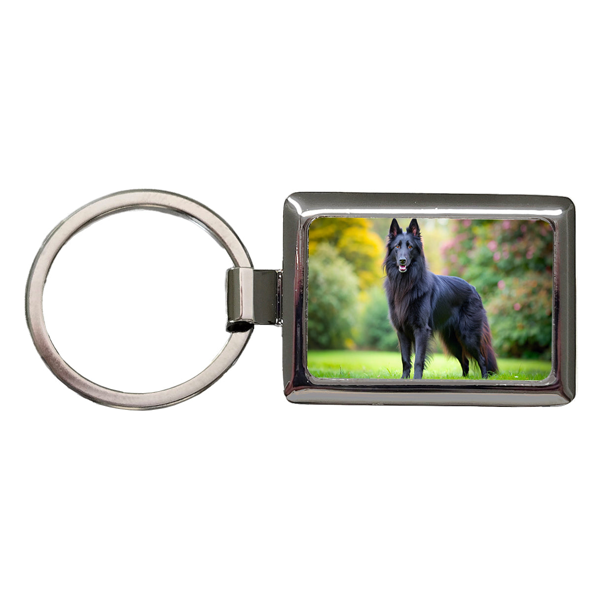 Groenendael Belgian Sheepdog Dog Photo Rectangle Metal Keychain