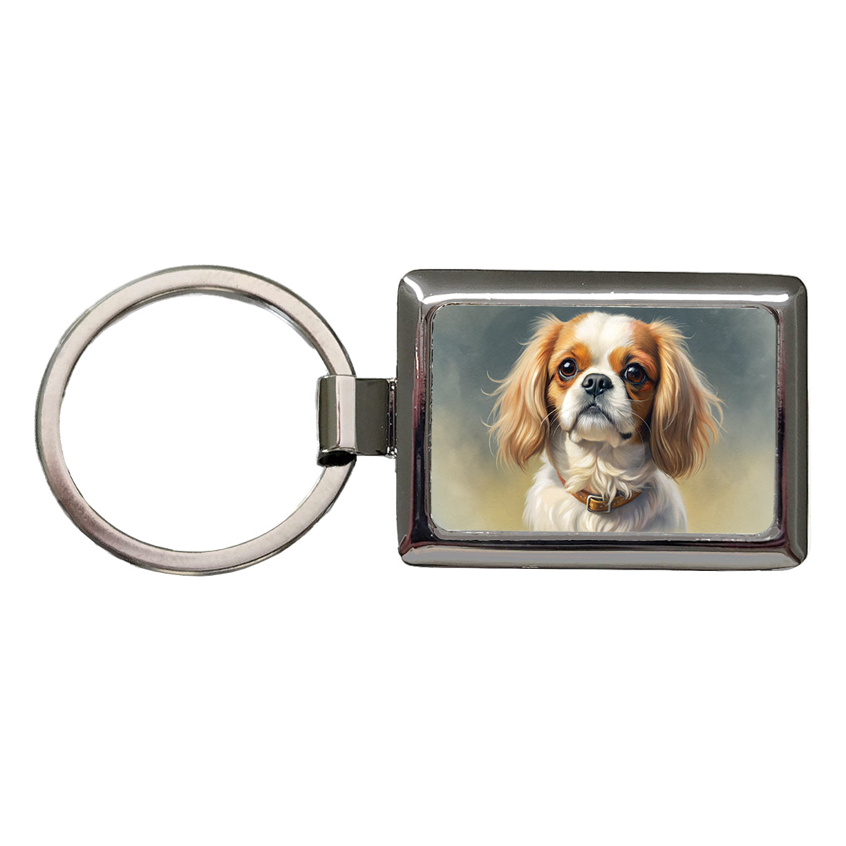 Japanese Chin Dog Illustration Rectangle Metal Keychain