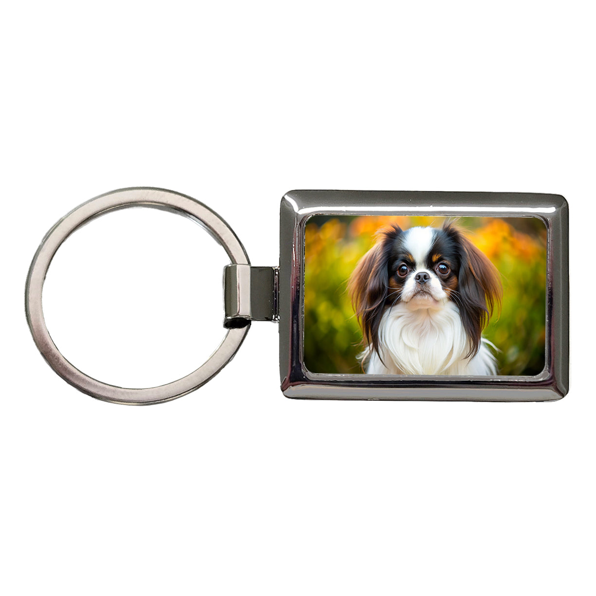 Japanese Chin Dog Photo Rectangle Metal Keychain