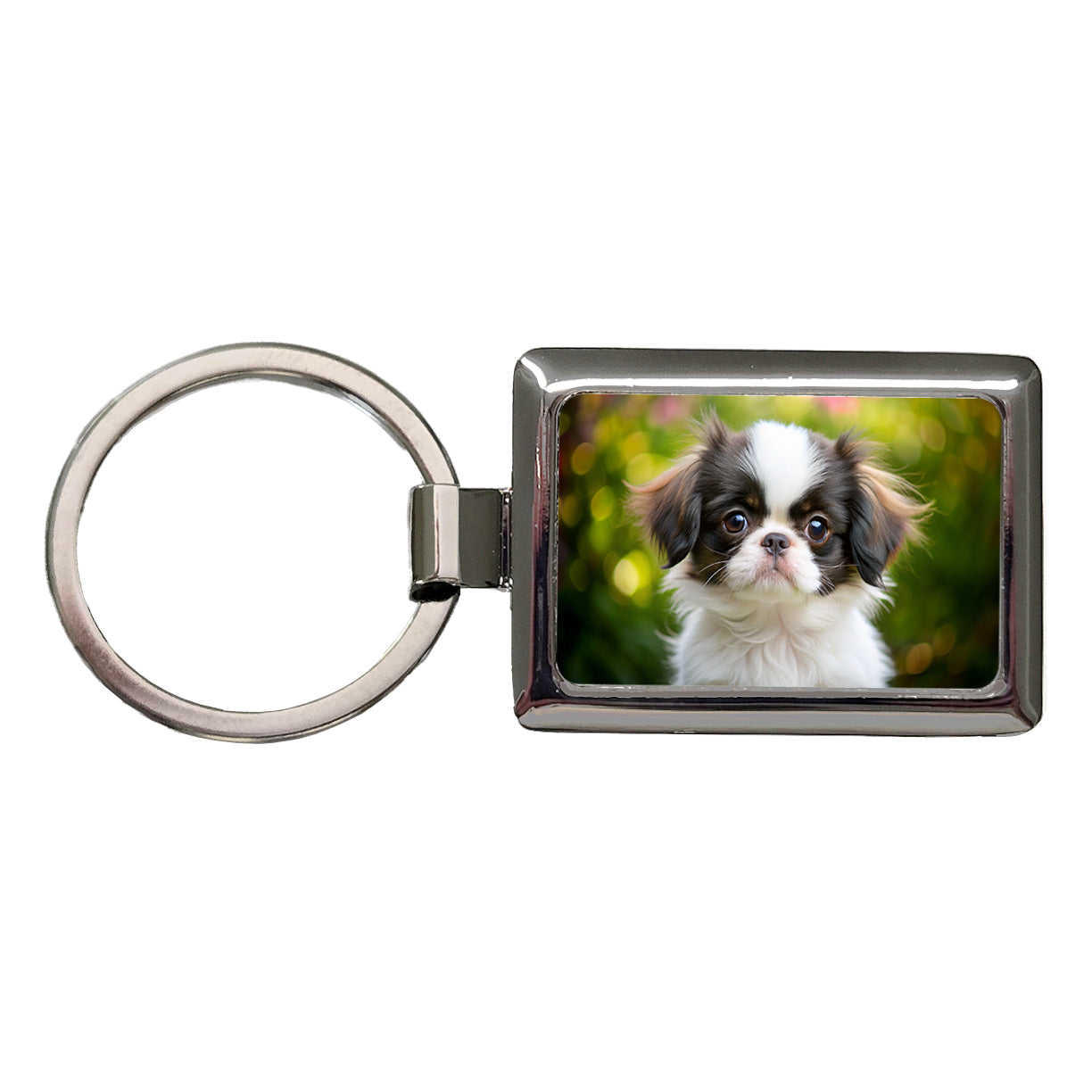 Japanese Chin Dog Puppy Photo Rectangle Metal Keychain