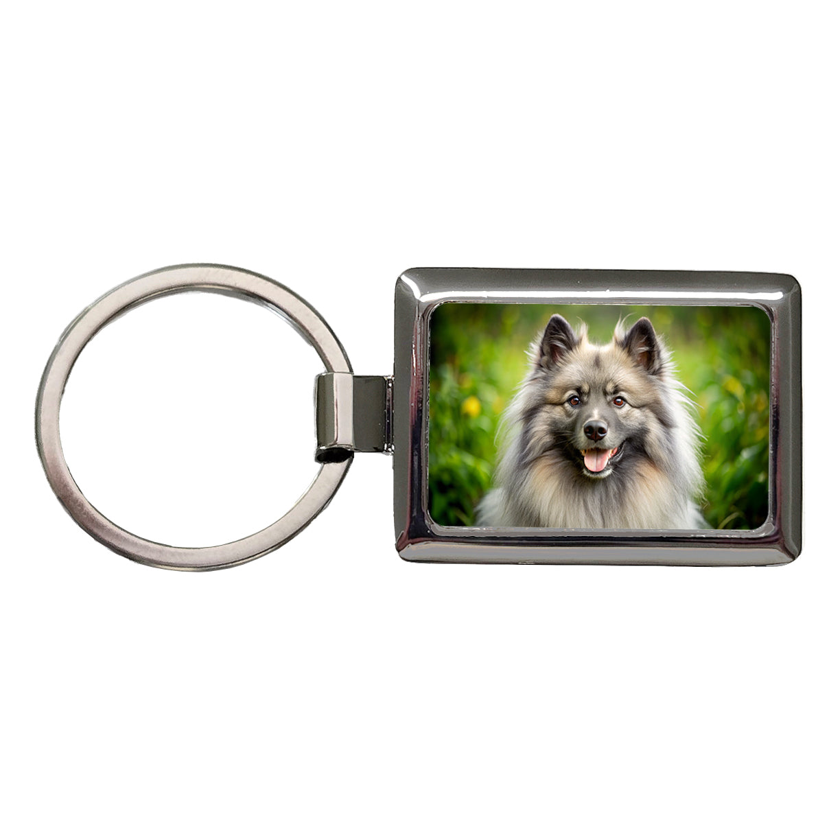 Keeshond Dog Photo Rectangle Metal Keychain