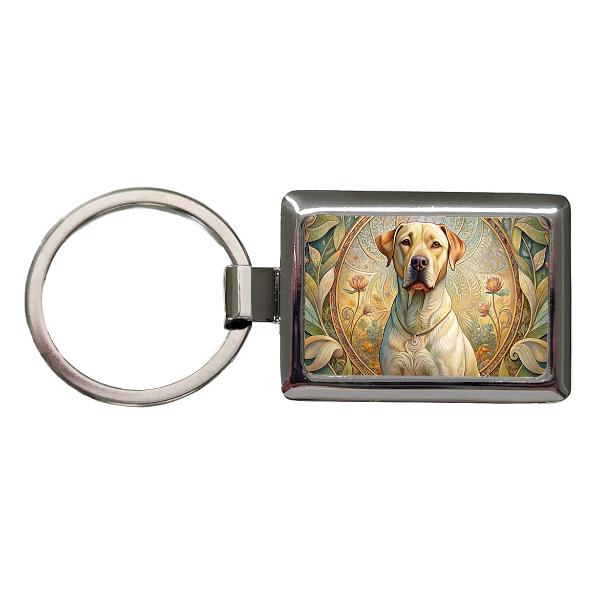 Labrabull Dog Art Nouveau Rectangle Metal Keychain