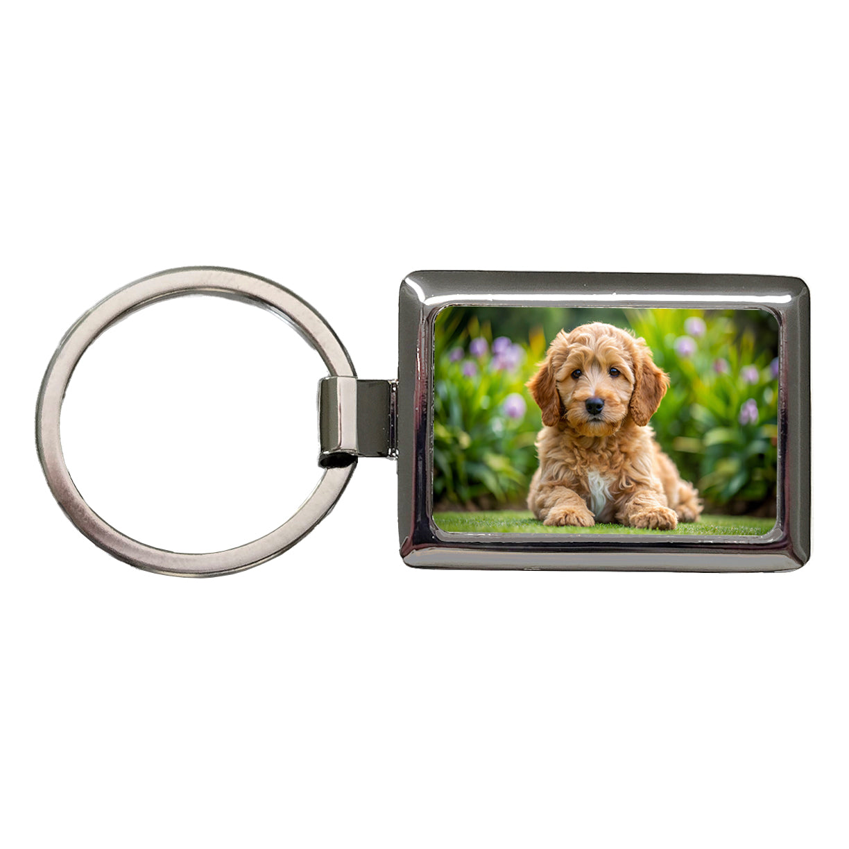 Labradoodle Dog Puppy Photo Rectangle Metal Keychain