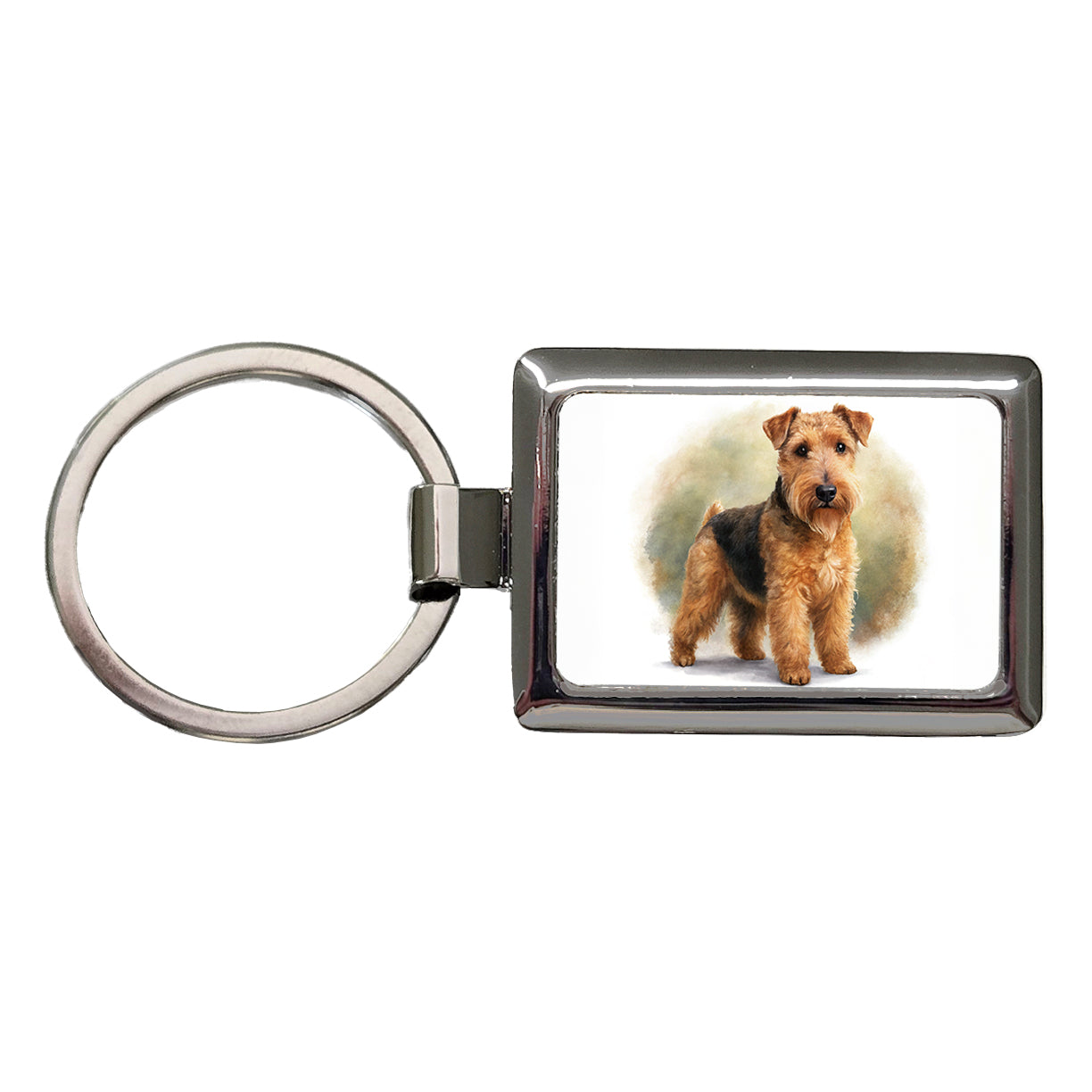 Lakeland Terrier Dog Illustration Rectangle Metal Keychain