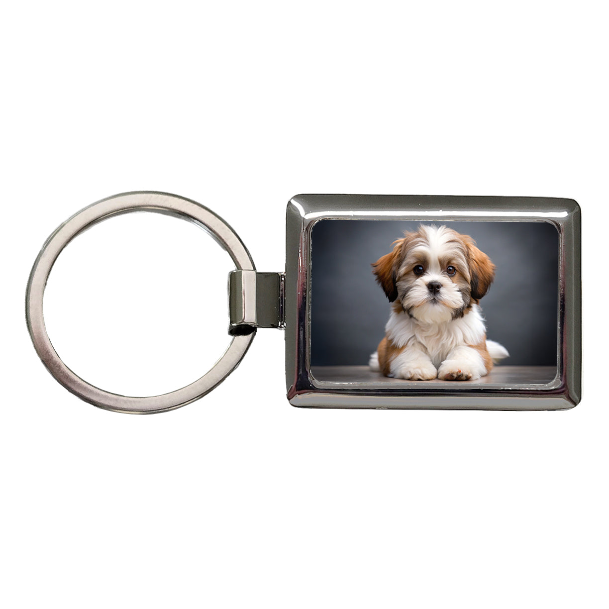 Lhasa Apso Dog Puppy Photo Rectangle Metal Keychain