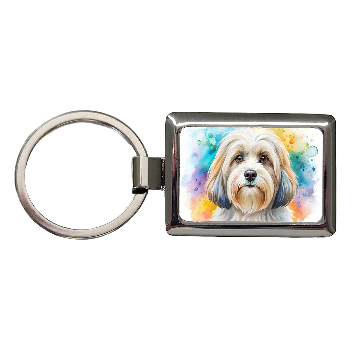 Lowchen Little Lion Dog Watercolor Style Rectangle Metal Keychain