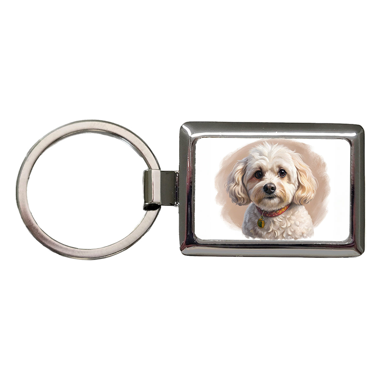 Maltipoo Dog Illustration Rectangle Metal Keychain