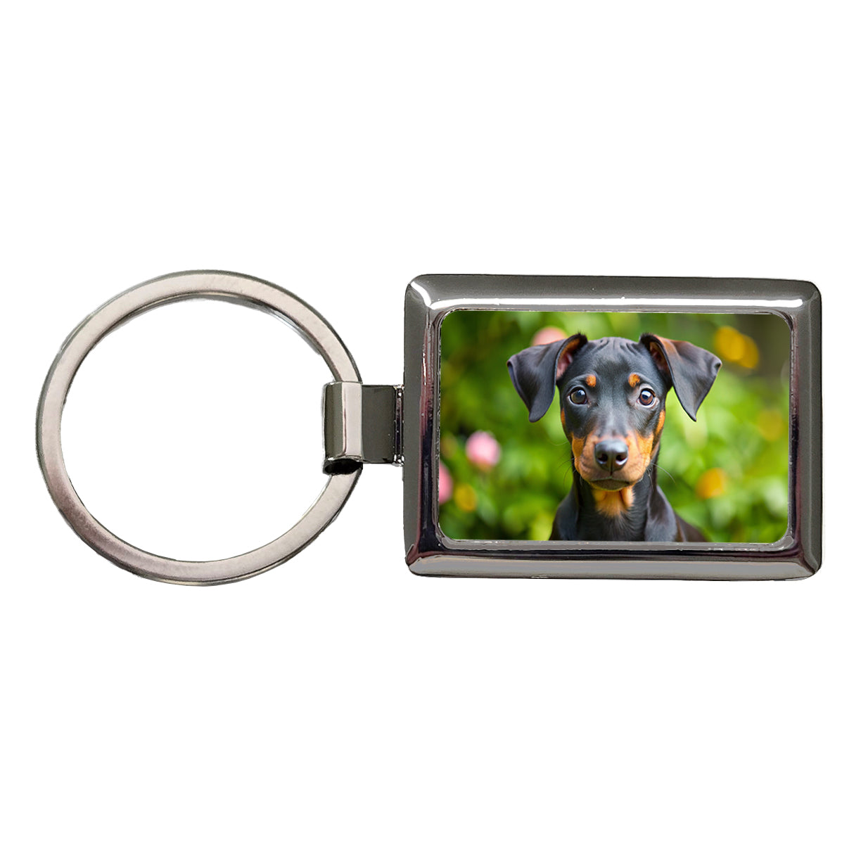 Manchester Terrier Dog Puppy Photo Rectangle Metal Keychain