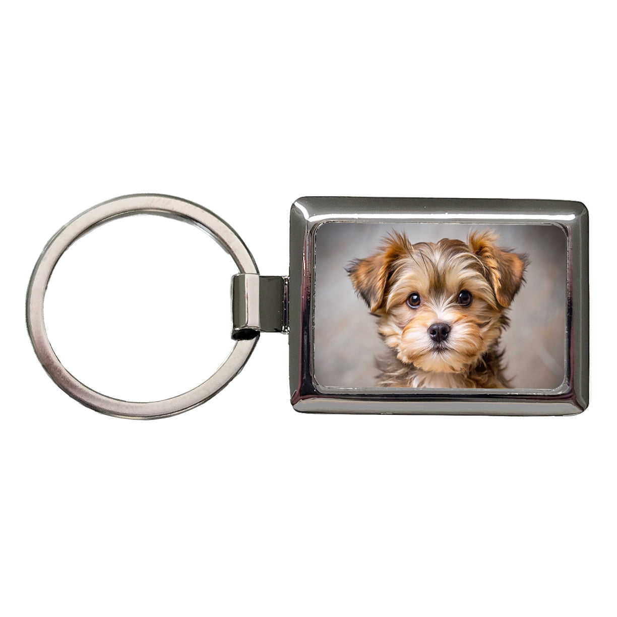 Morkie Dog Puppy Photo Rectangle Metal Keychain