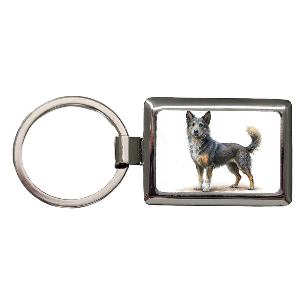 Mudi Dog Illustration Rectangle Metal Keychain