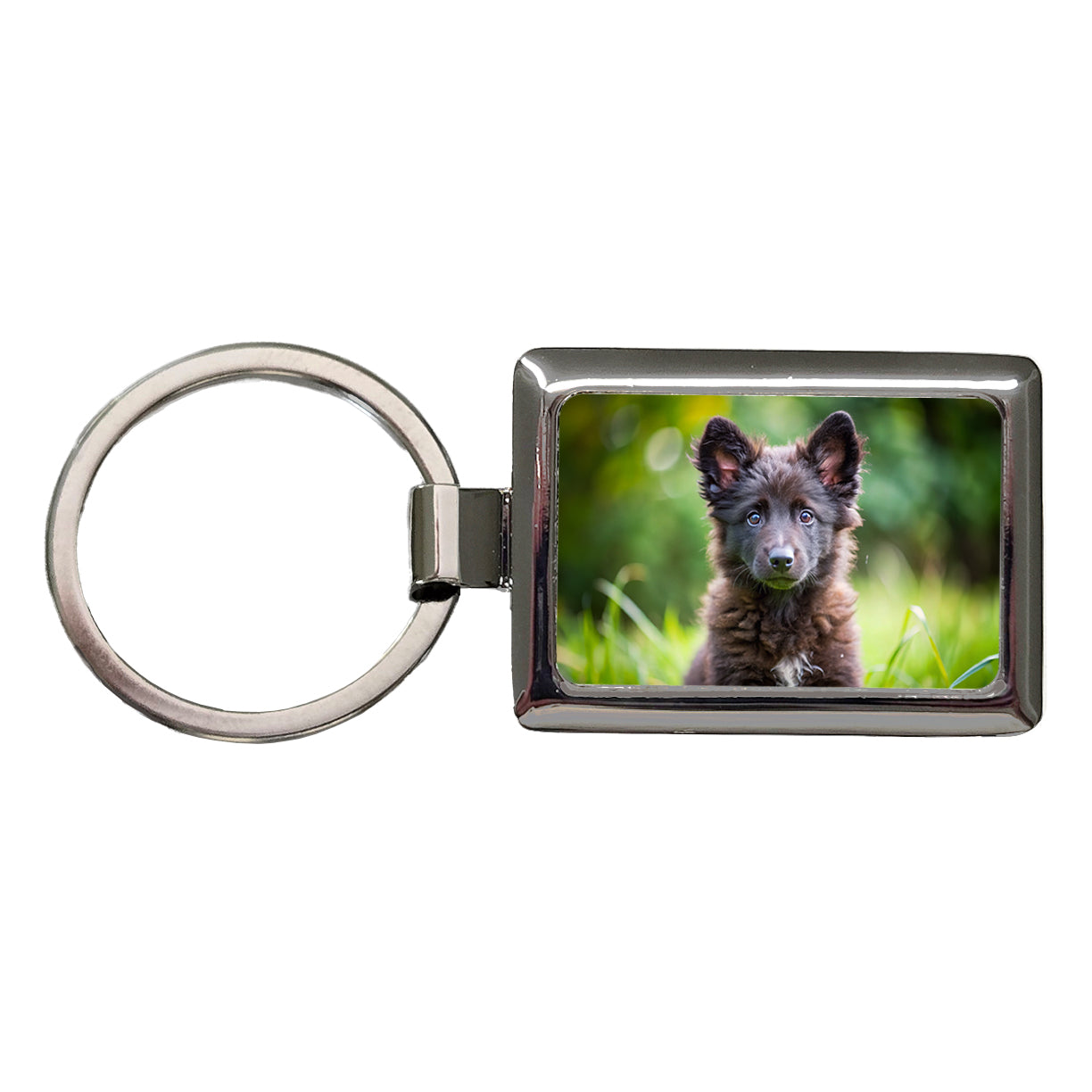 Mudi Dog Puppy Photo Rectangle Metal Keychain