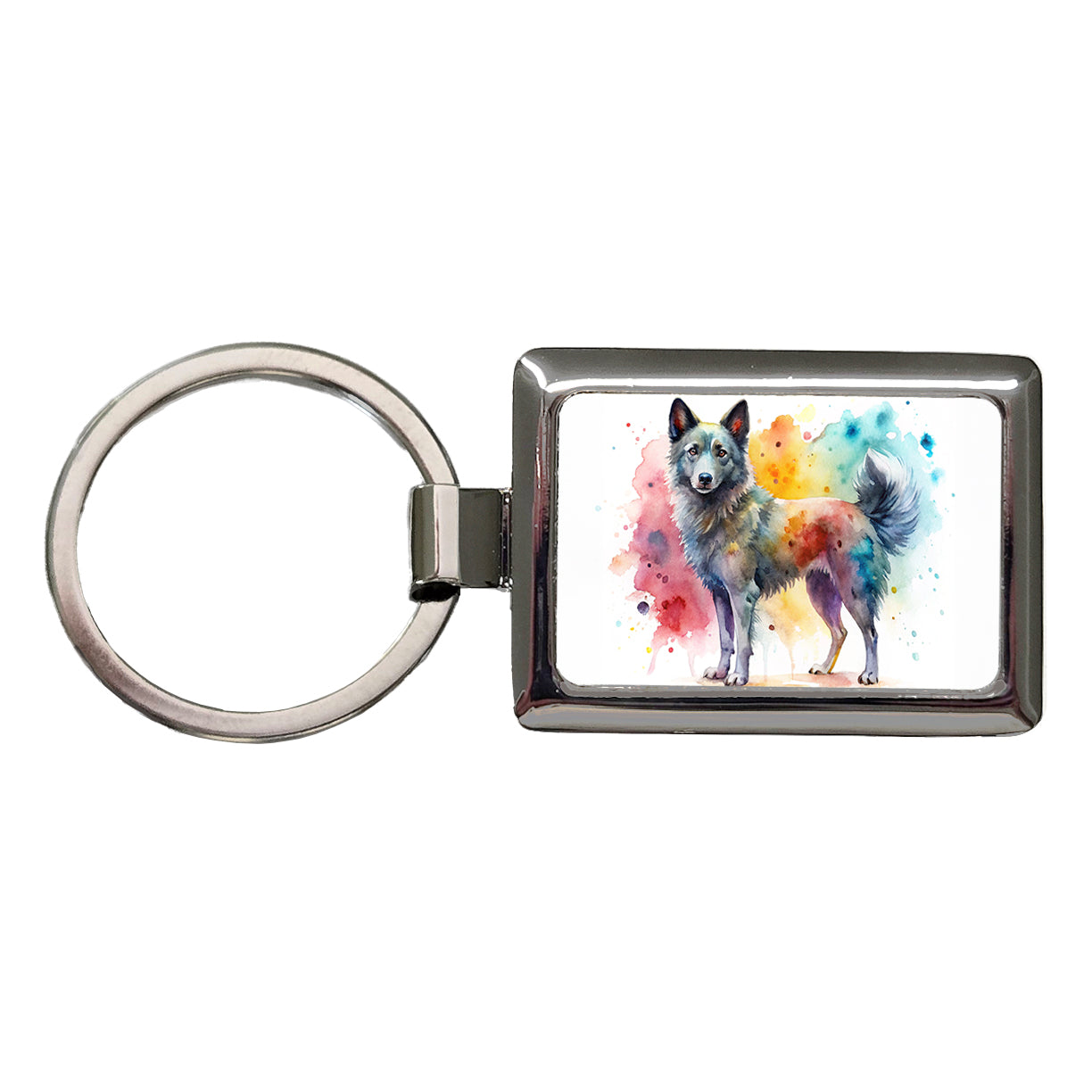 Mudi Dog Watercolor Style Rectangle Metal Keychain