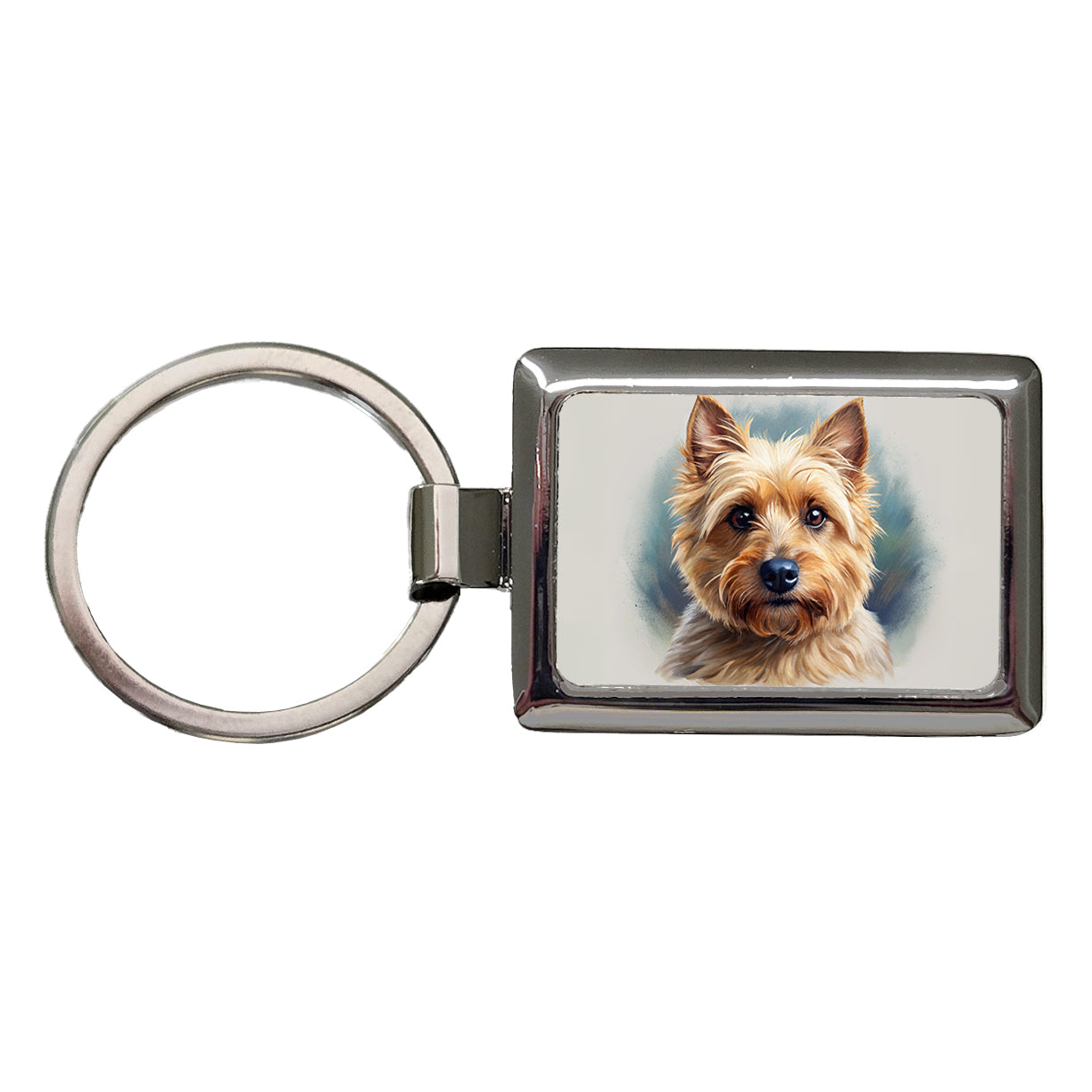 Norwich Terrier Dog Illustration Rectangle Metal Keychain