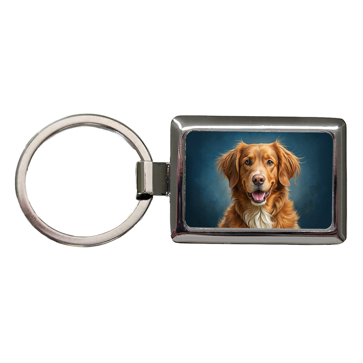 Nova Scotia Duck Tolling Retriever Dog Illustration Rectangle Metal Keychain
