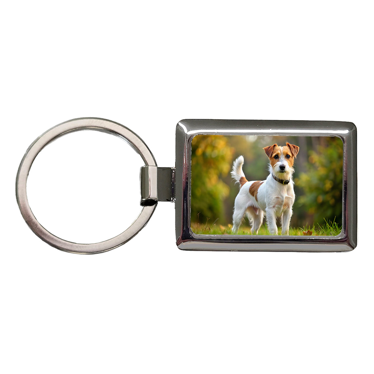 Parson Russell Terrier Dog Photo Rectangle Metal Keychain
