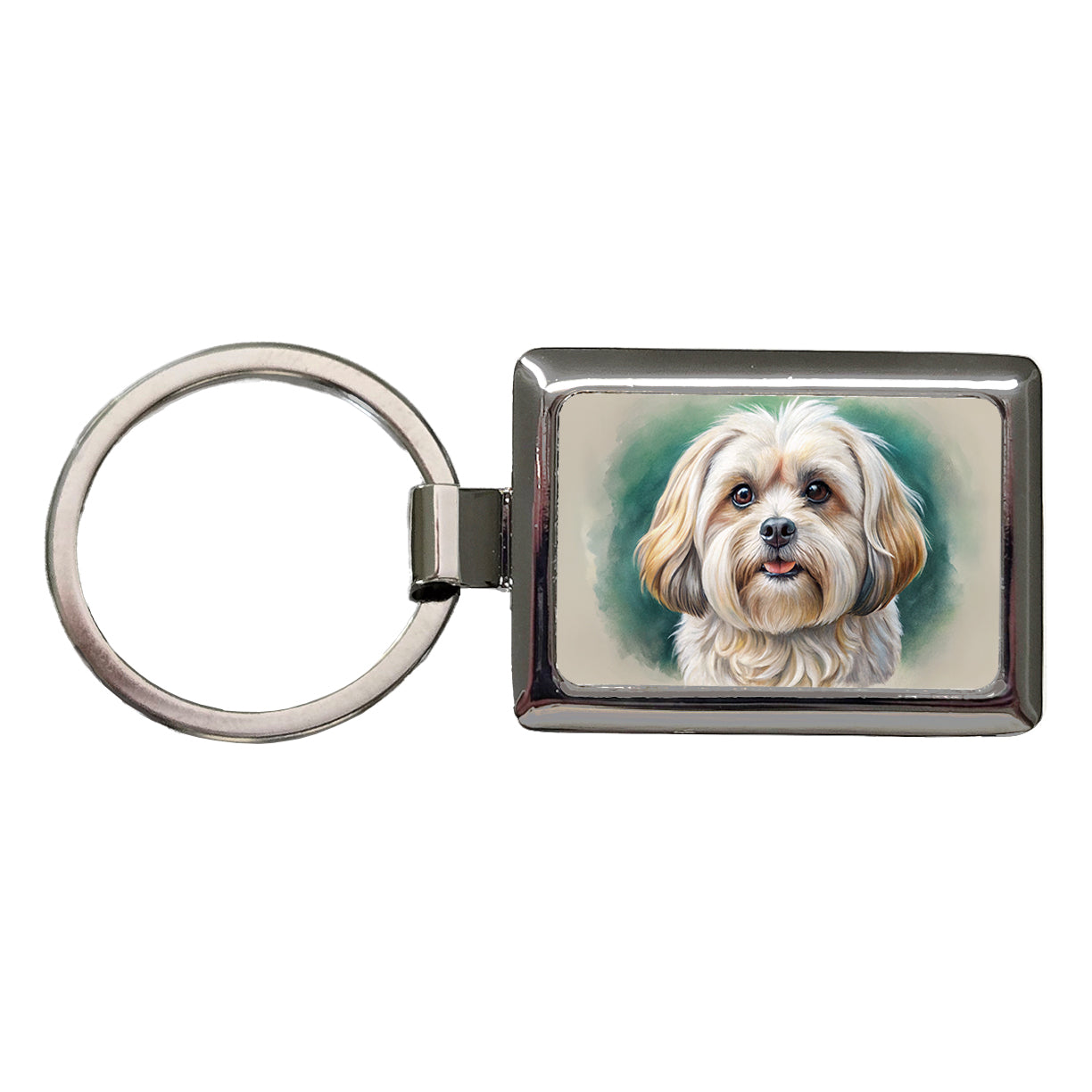 Pekapoo Dog Illustration Rectangle Metal Keychain