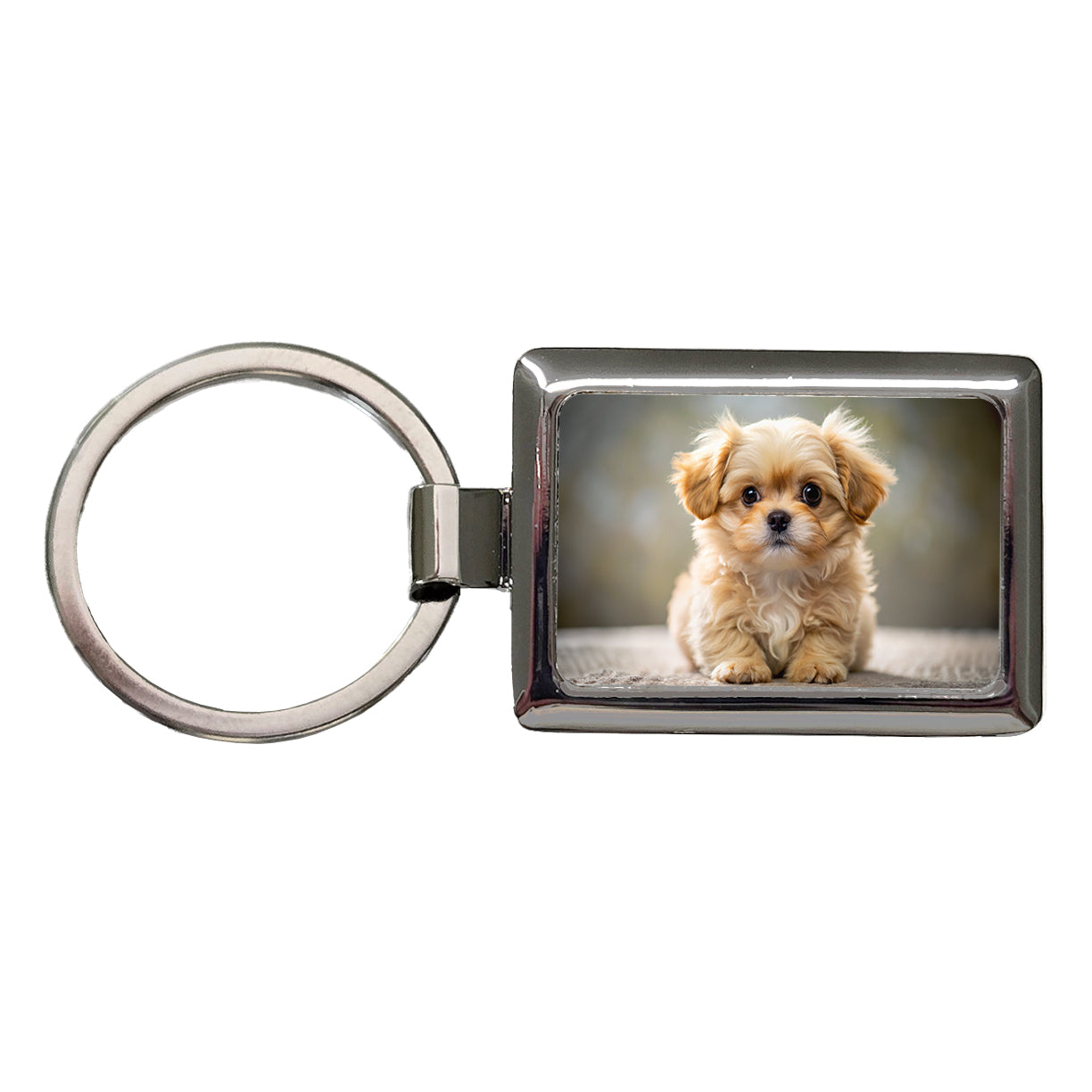 Pekapoo Dog Puppy Photo Rectangle Metal Keychain