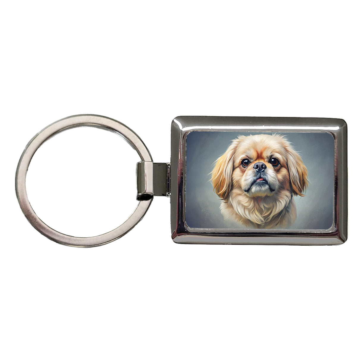 Pekingese Dog Illustration Rectangle Metal Keychain