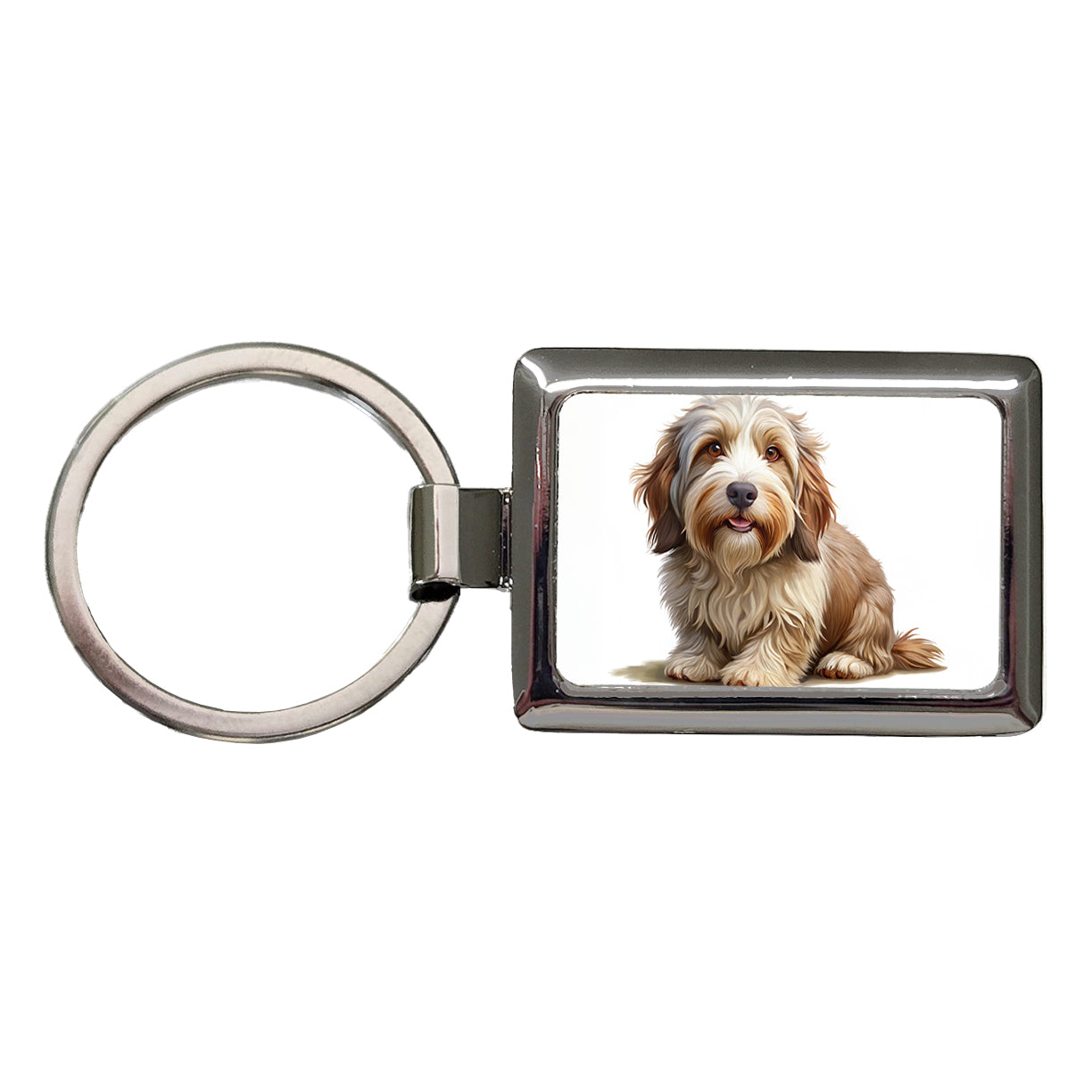 Petit Basset Griffon Vendeen Dog Illustration Rectangle Metal Keychain