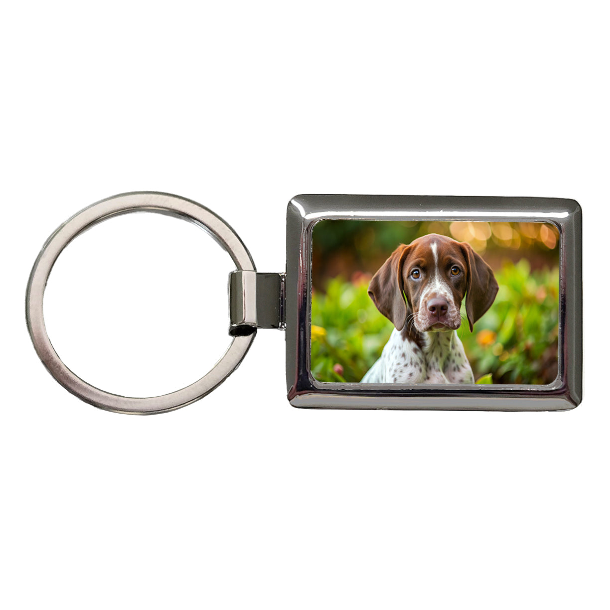 Pointer Dog Puppy Photo Rectangle Metal Keychain
