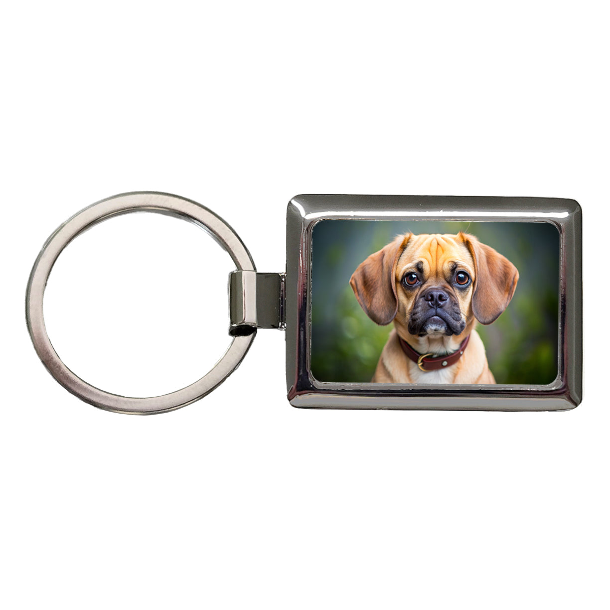 Puggle Dog Photo Rectangle Metal Keychain