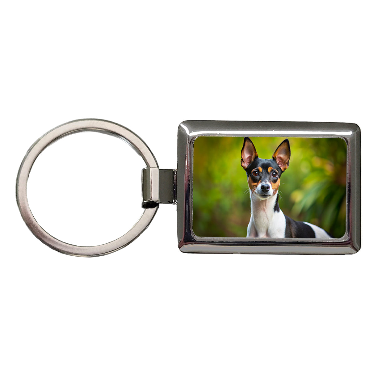 Rat Terrier Dog Photo Rectangle Metal Keychain