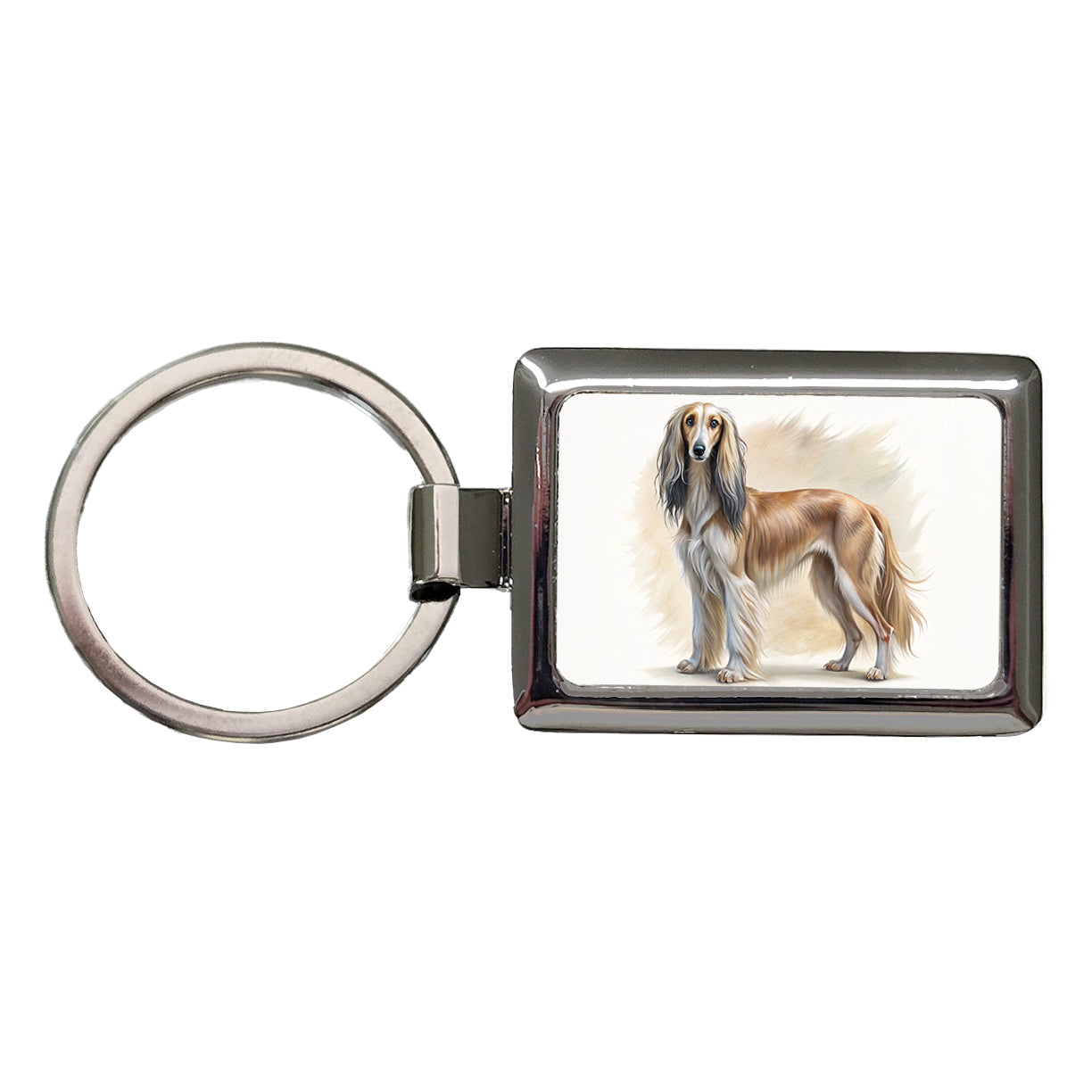 Saluki Dog Illustration Rectangle Metal Keychain