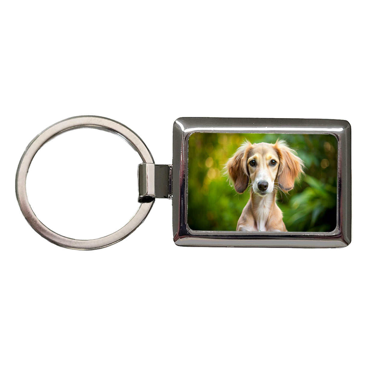 Saluki Dog Puppy Photo Rectangle Metal Keychain