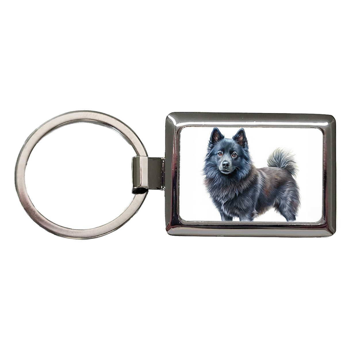 Schipperke Dog Illustration Rectangle Metal Keychain