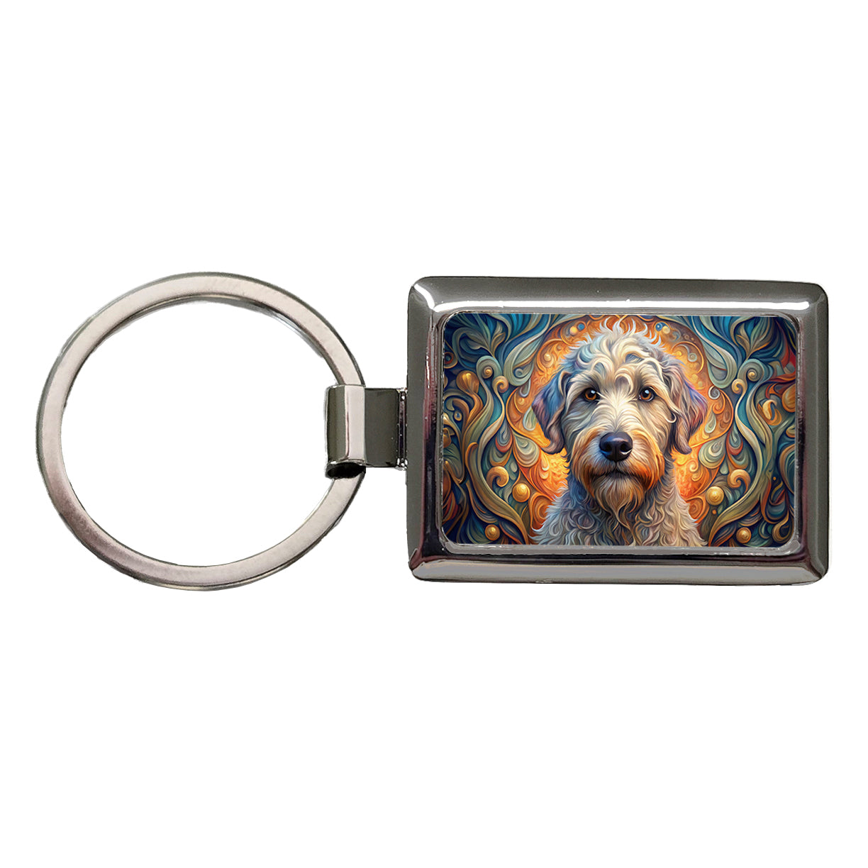 Schnoodle Dog Art Nouveau Rectangle Metal Keychain