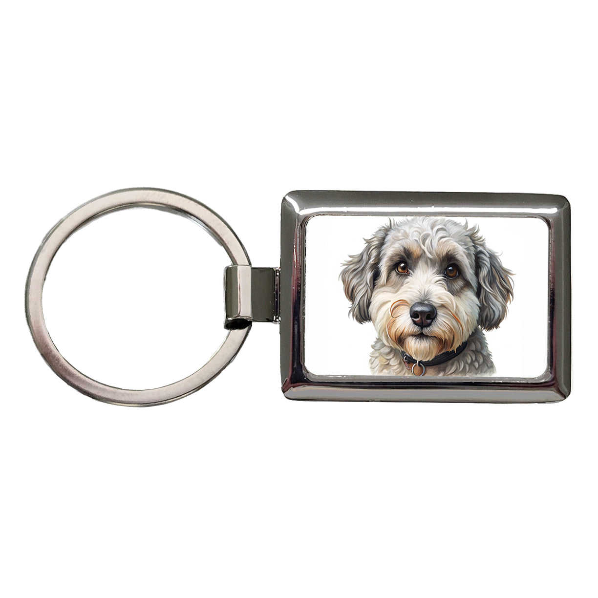 Schnoodle Dog Illustration Rectangle Metal Keychain