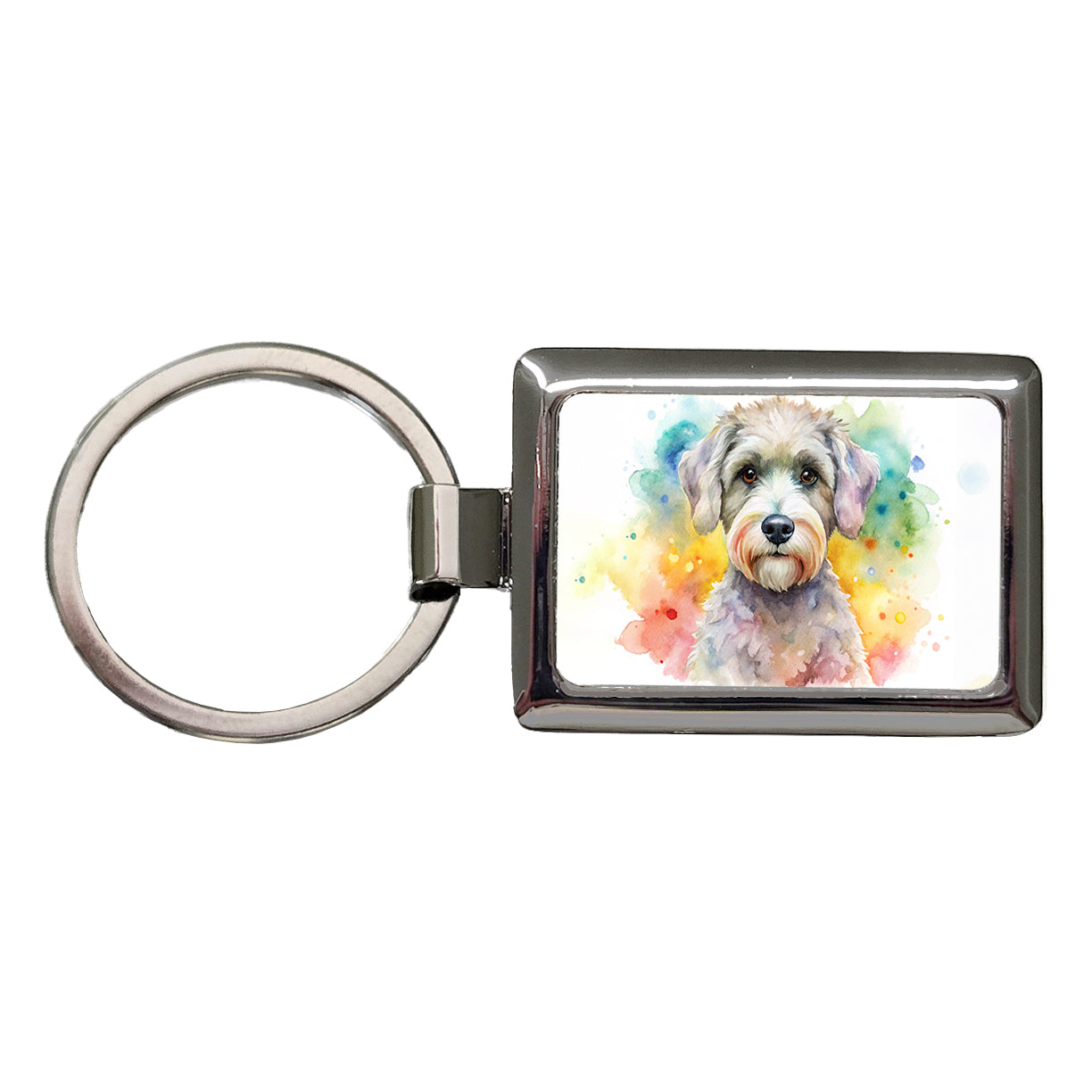 Schnoodle Dog Watercolor Style Rectangle Metal Keychain