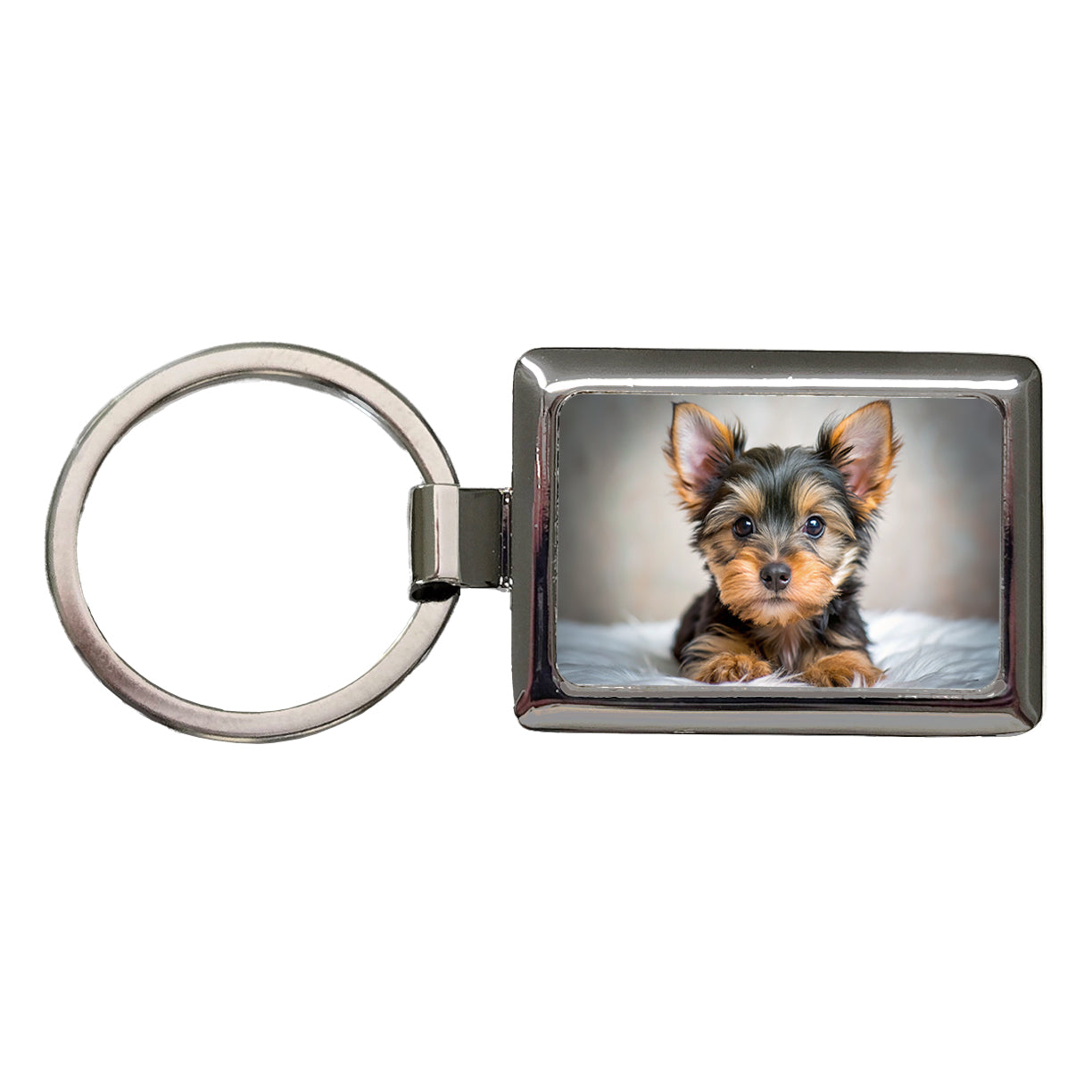 Silky Terrier Dog Puppy Photo Rectangle Metal Keychain