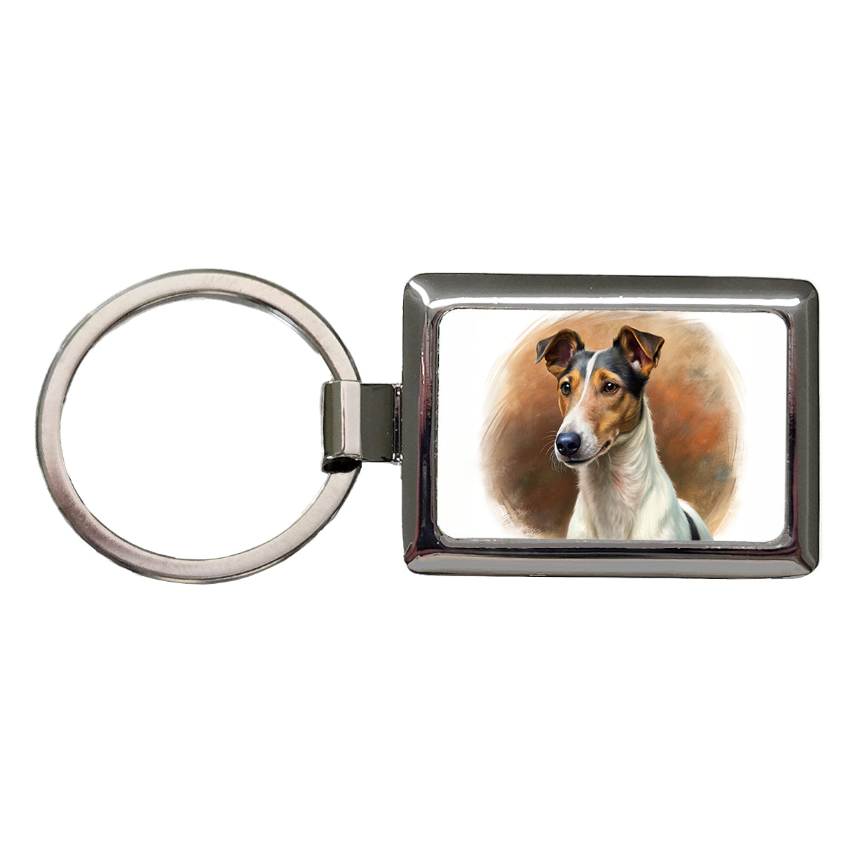 Smooth Fox Terrier Dog Illustration Rectangle Metal Keychain