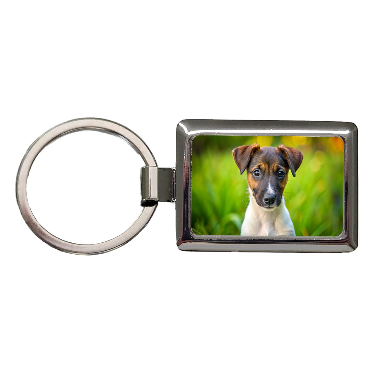 Smooth Fox Terrier Dog Puppy Photo Rectangle Metal Keychain