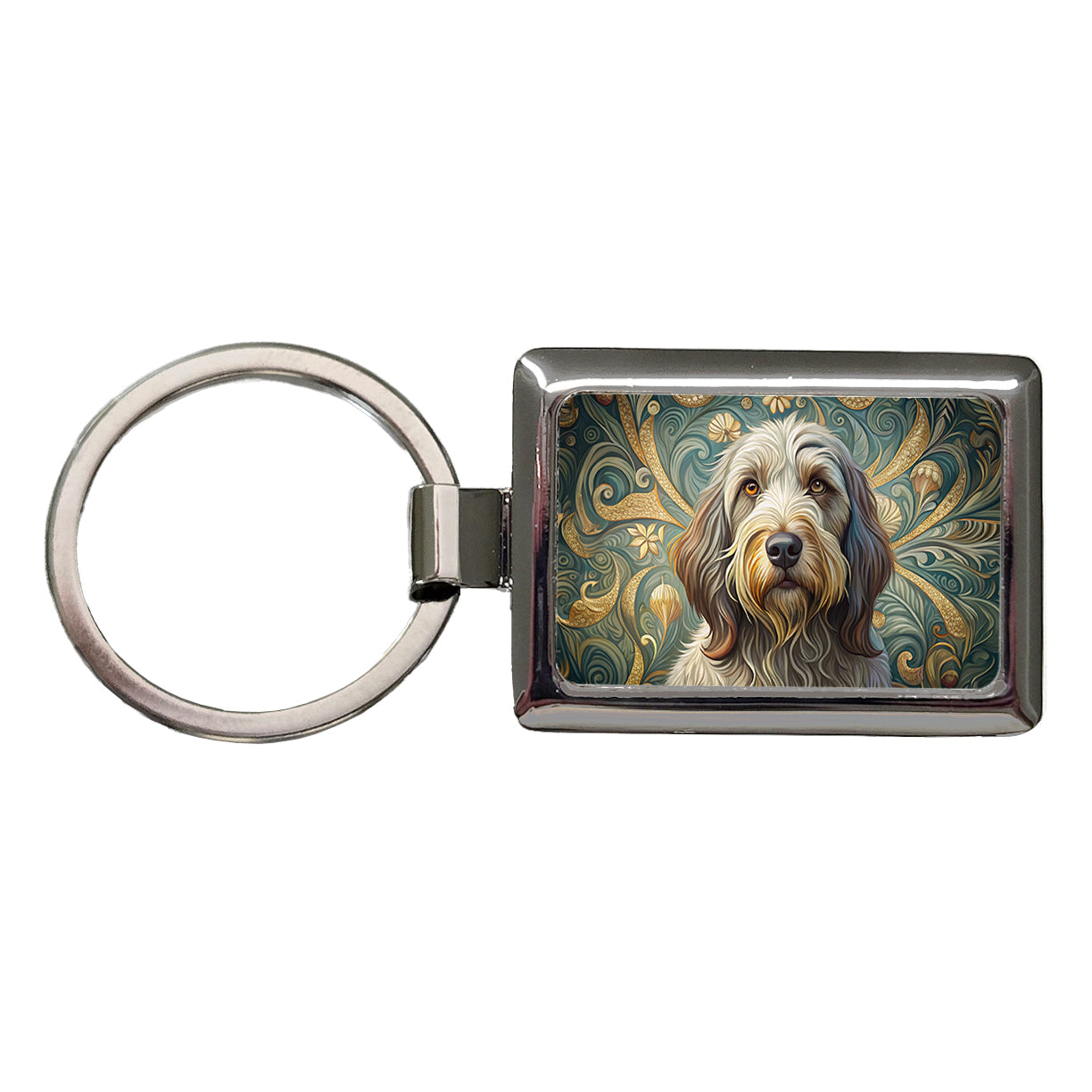 Spinone Italiano Dog Art Nouveau Rectangle Metal Keychain