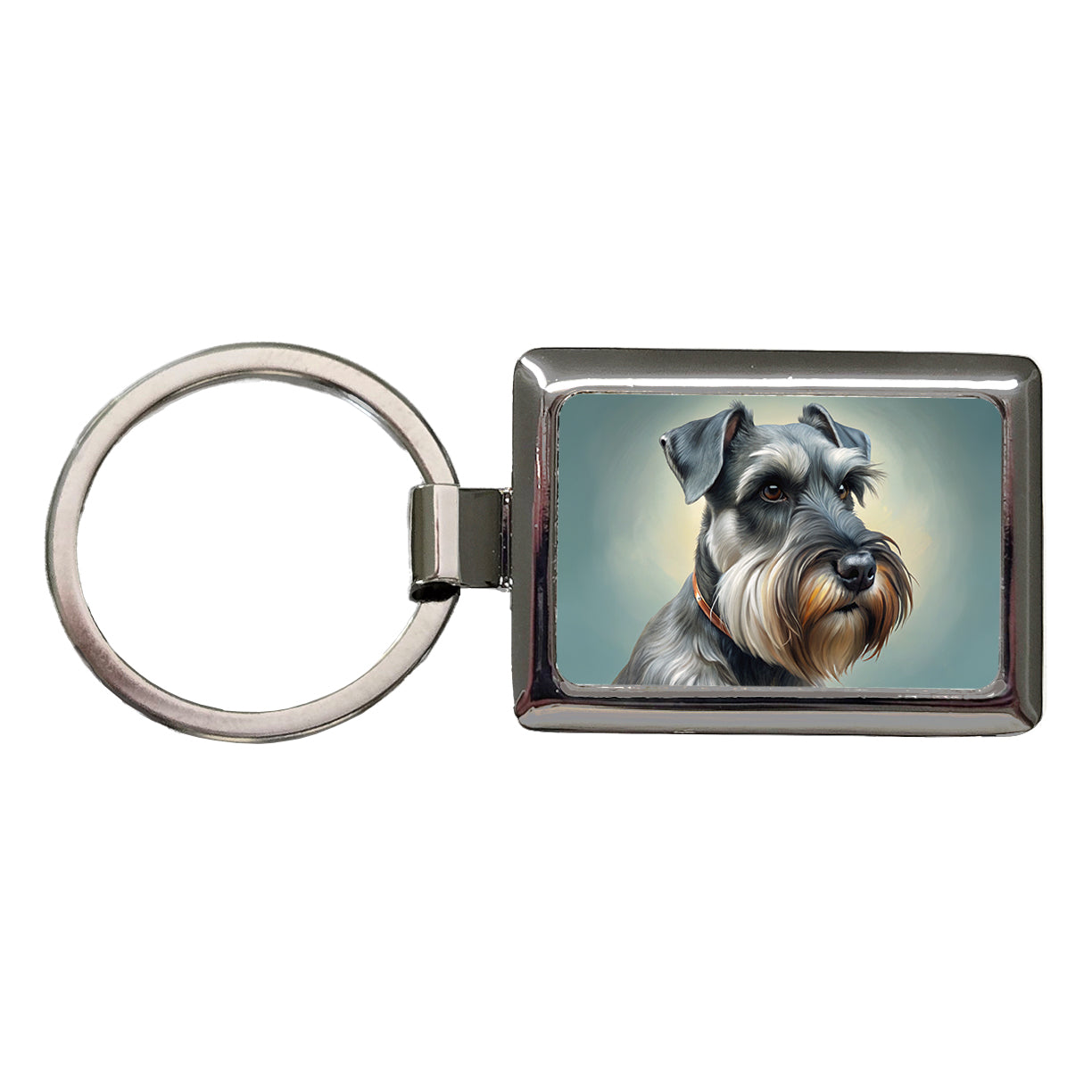 Standard Schnauzer Dog Illustration Rectangle Metal Keychain