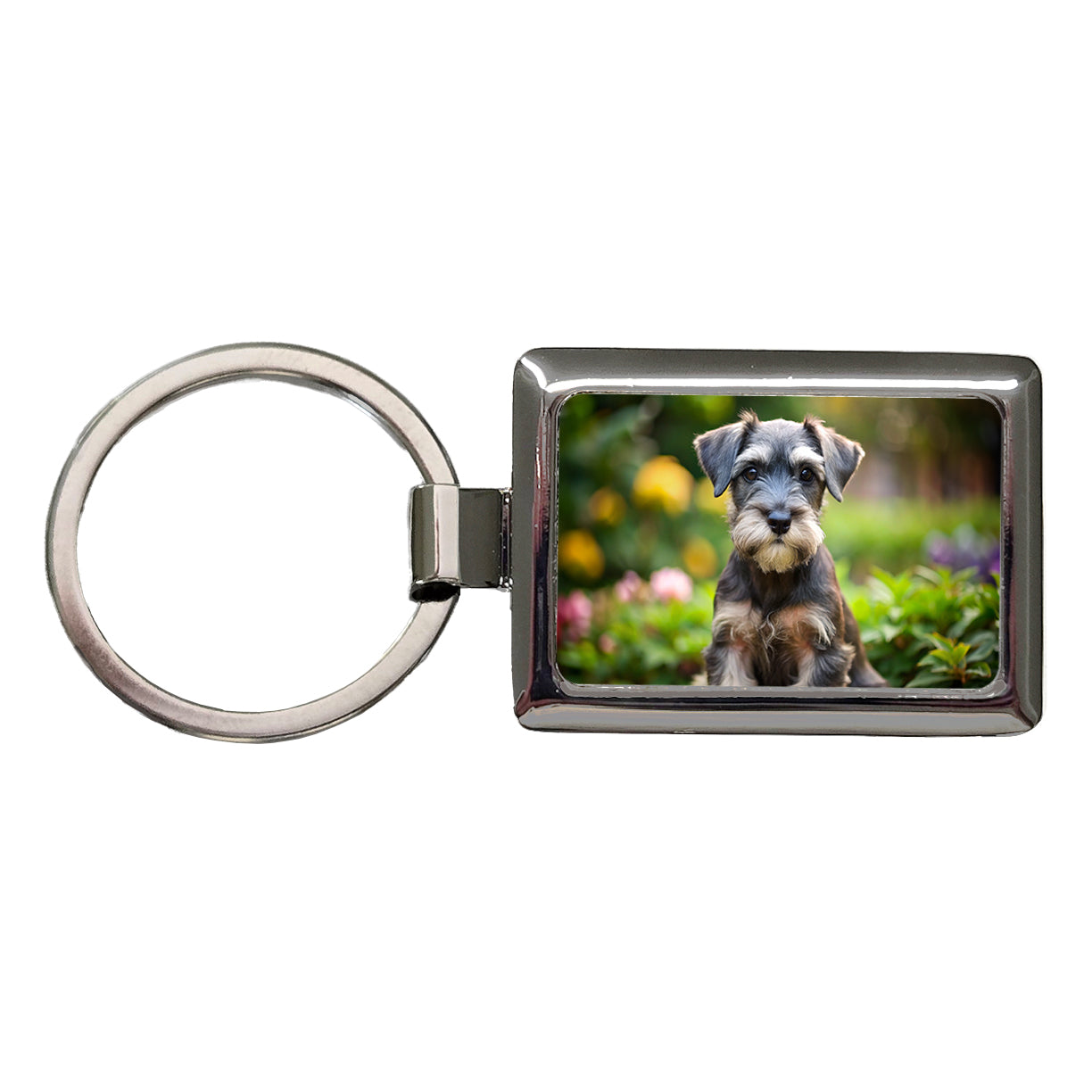 Standard Schnauzer Dog Puppy Photo Rectangle Metal Keychain