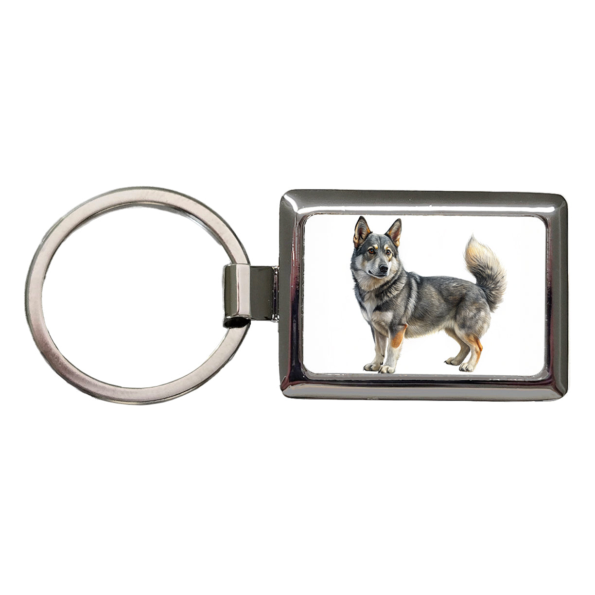 Swedish Vallhund Dog Illustration Rectangle Metal Keychain