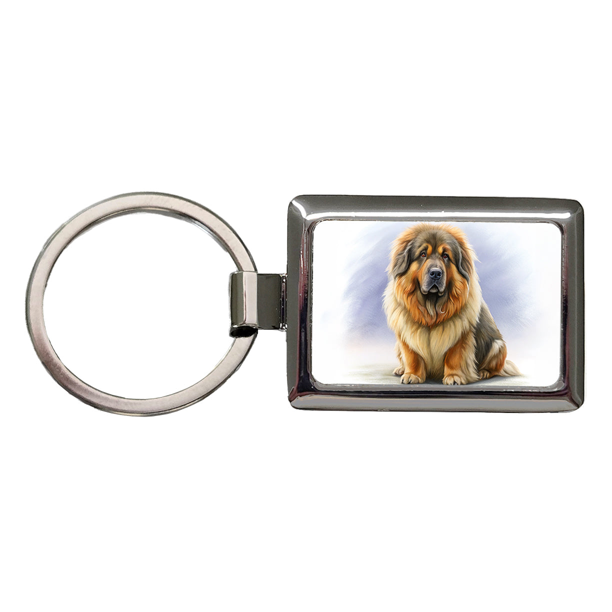 Tibetan Mastiff Dog Illustration Rectangle Metal Keychain
