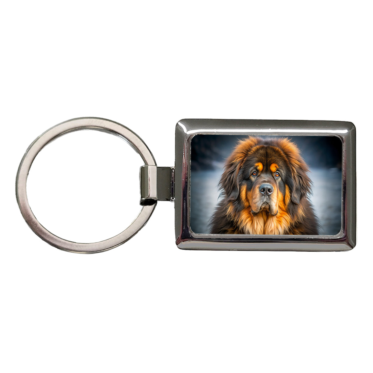 Tibetan Mastiff Dog Photo Rectangle Metal Keychain